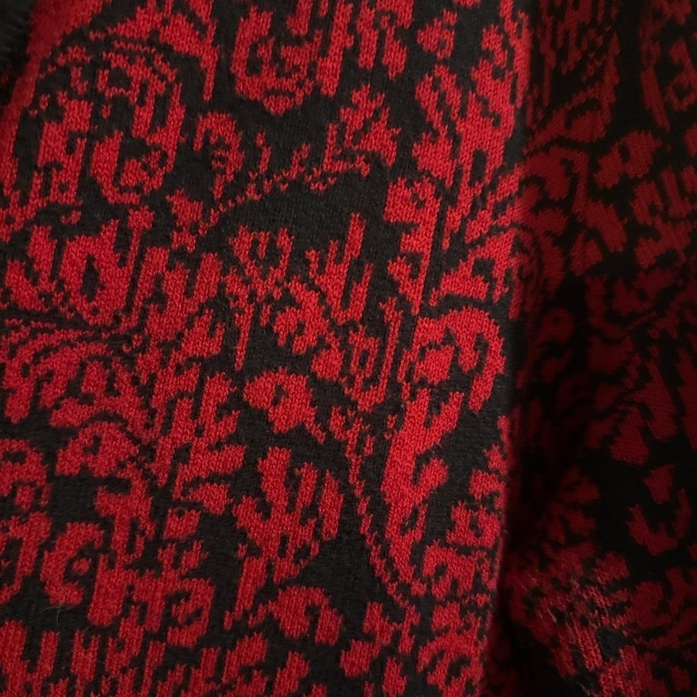 JM Collection Red and Black Cardigan with cute buttons - Picture 4 of 5